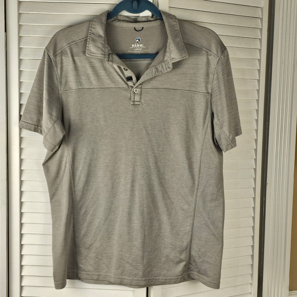 Kuhl Mens Gray Short Sleeve Engineered Polo Shirt Large